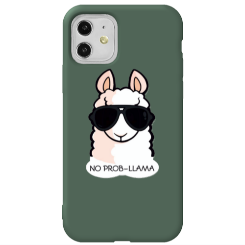 Apple iPhone 11  No prob-lama Dark Green Colored Silicone TPU Θήκη