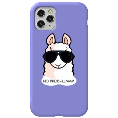Apple iPhone 11 Pro No prob-lama Purple Colored Silicone TPU Θήκη
