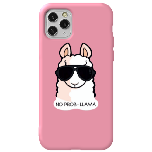 Apple iPhone 11 Pro No prob-lama Pink Colored Silicone TPU Θήκη
