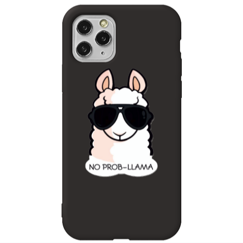 Apple iPhone 11 Pro No prob-lama Black Colored Silicone TPU Θήκη