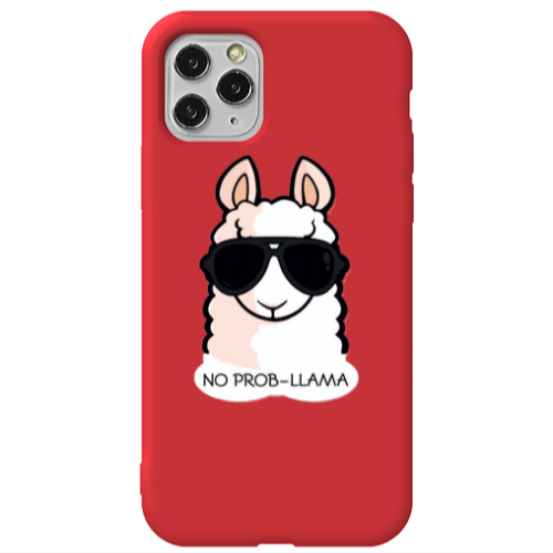 Apple iPhone 11 Pro No prob-lama Red Colored Silicone TPU Θήκη