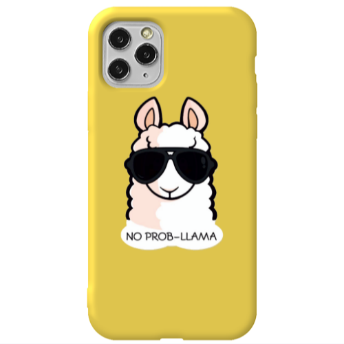 Apple iPhone 11 Pro No prob-lama Yellow Colored Silicone TPU Θήκη