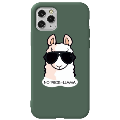 Apple iPhone 11 Pro No prob-lama Dark Green Colored Silicone TPU Θήκη