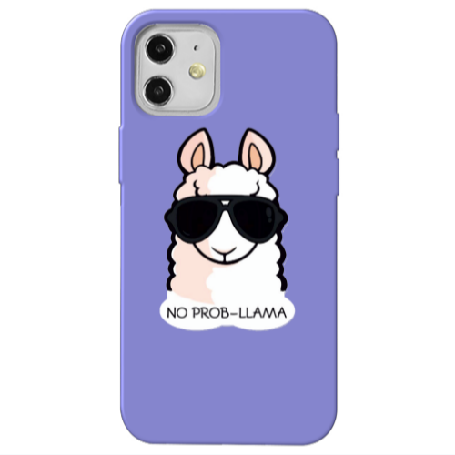 Apple iPhone 12 No prob-lama Purple Colored Silicone TPU Θήκη