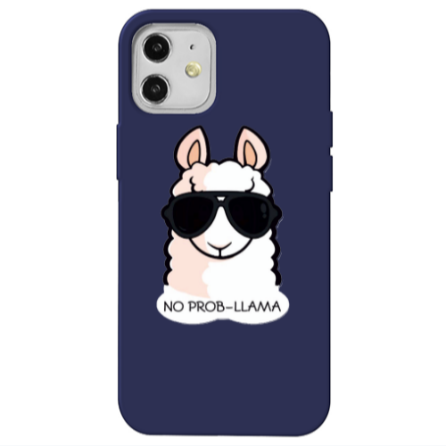 Apple iPhone 12 No prob-lama Dark blue Colored Silicone TPU Θήκη