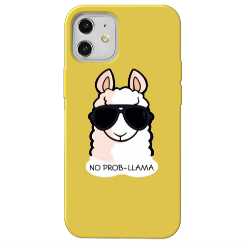 Apple iPhone 12 No prob-lama Yellow Colored Silicone TPU Θήκη