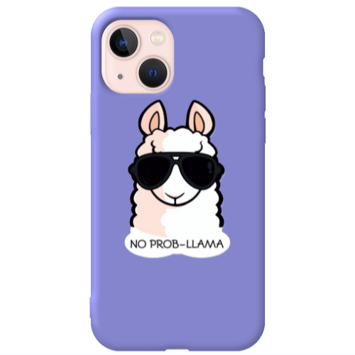 Apple iPhone 13 No prob-lama Purple Colored Silicone TPU Θήκη