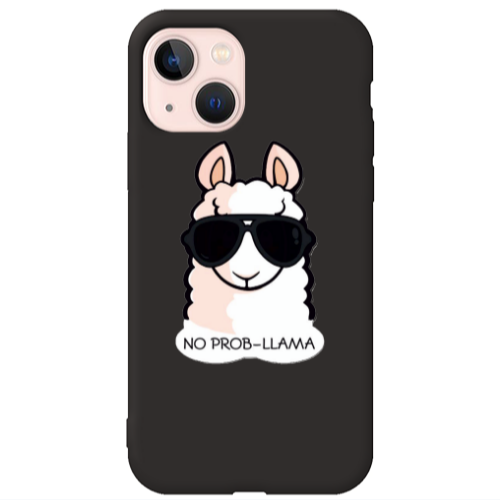 Apple iPhone 13 No prob-lama Black Colored Silicone TPU Θήκη