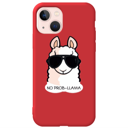 Apple iPhone 13 No prob-lama Red Colored Silicone TPU Θήκη