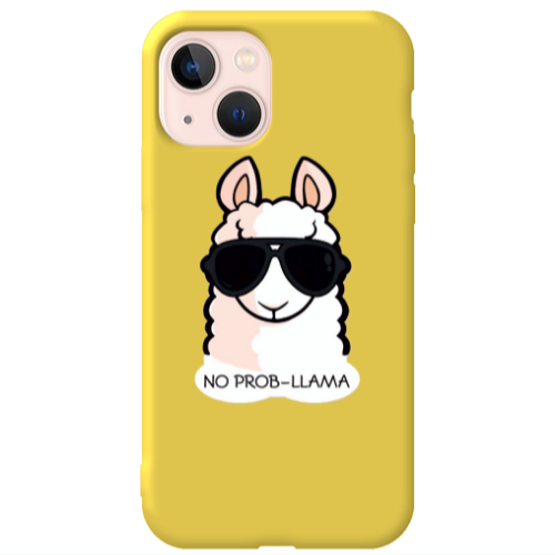Apple iPhone 13 No prob-lama Yellow Colored Silicone TPU Θήκη