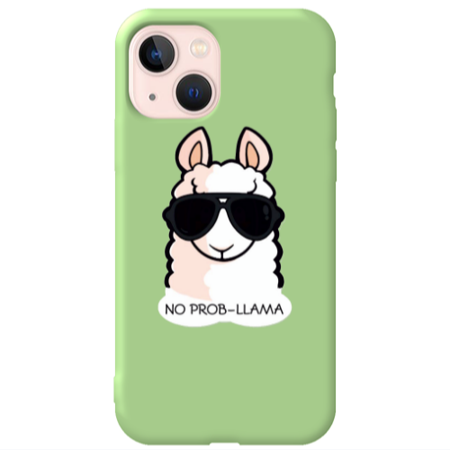Apple iPhone 13 No prob-lama Light Green Colored Silicone TPU Θήκη