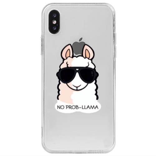 Apple iPhone X No prob-lama Transparent Silicone TPU Θήκη