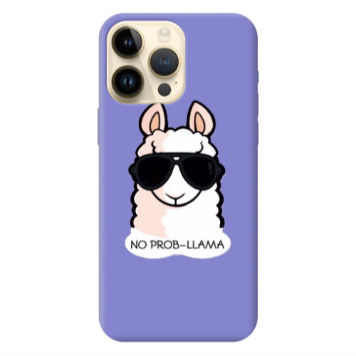 Apple iPhone 13 Pro Max No prob-lama Purple Colored Silicone TPU Θήκη