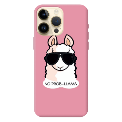 Apple iPhone 13 Pro Max No prob-lama Pink Colored Silicone TPU Θήκη