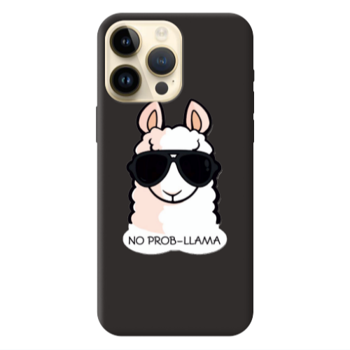 Apple iPhone 13 Pro Max No prob-lama Black Colored Silicone TPU Θήκη
