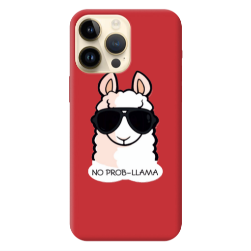 Apple iPhone 13 Pro Max No prob-lama Red Colored Silicone TPU Θήκη