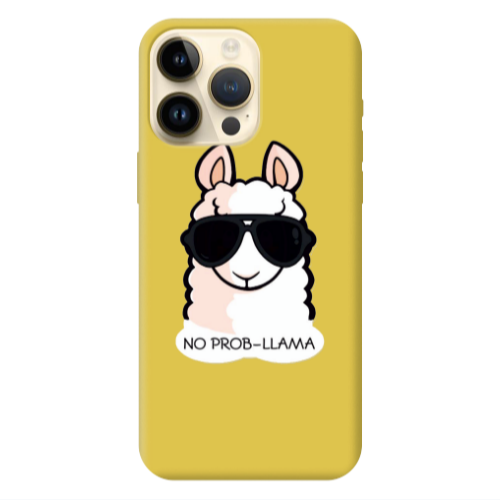 Apple iPhone 13 Pro Max No prob-lama Yellow Colored Silicone TPU Θήκη