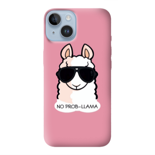 Apple iPhone 14  No prob-lama Pink Colored Silicone TPU Θήκη
