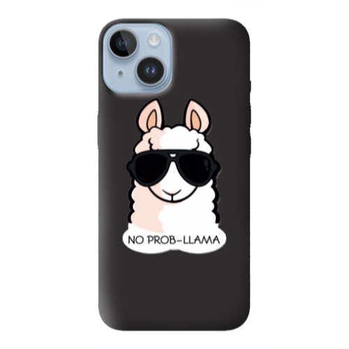 Apple iPhone 14  No prob-lama Black Colored Silicone TPU Θήκη