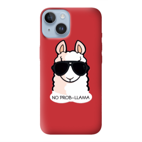 Apple iPhone 14 Plus No prob-lama Red Colored Silicone TPU Θήκη