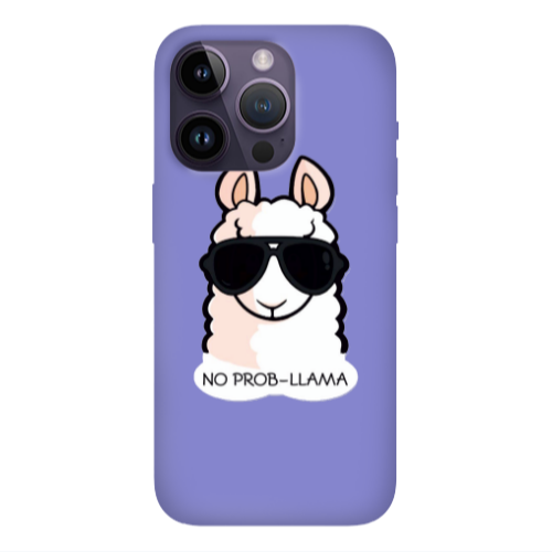 Apple iPhone 14 Pro  No prob-lama Purple Colored Silicone TPU Θήκη