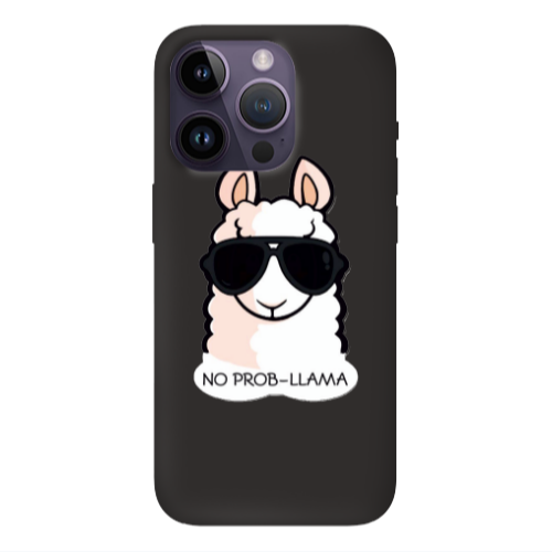 Apple iPhone 14 Pro  No prob-lama Black Colored Silicone TPU Θήκη