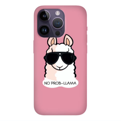 Apple iPhone 14 Pro Max No prob-lama Pink Colored Silicone TPU Θήκη