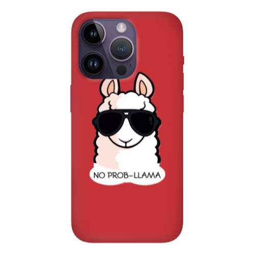 Apple iPhone 14 Pro Max No prob-lama Red Colored Silicone TPU Θήκη
