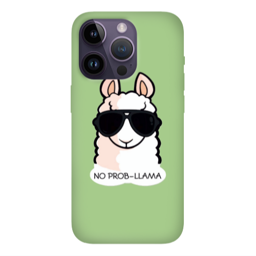 Apple iPhone 14 Pro Max No prob-lama Light Green Colored Silicone TPU Θήκη