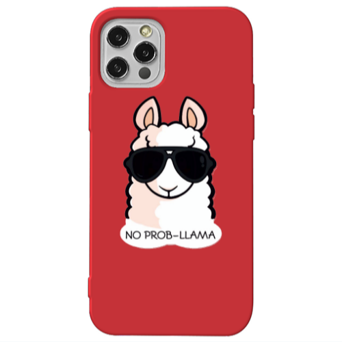 Apple iPhone 13 Pro No prob-lama Red Colored Silicone TPU Θήκη
