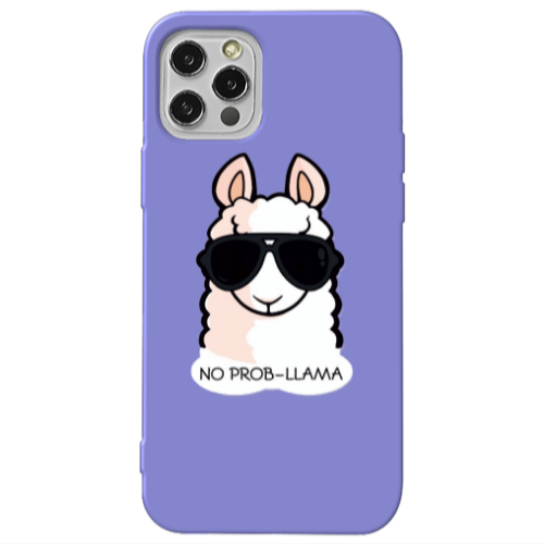 Apple iPhone 12 Pro No prob-lama Purple Colored Silicone TPU Θήκη