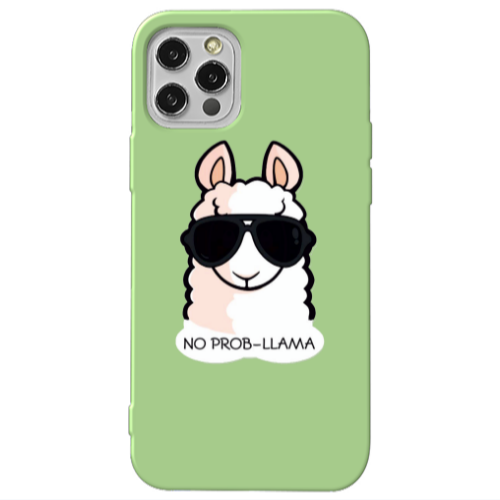 Apple iPhone 12 Pro No prob-lama Light Green Colored Silicone TPU Θήκη