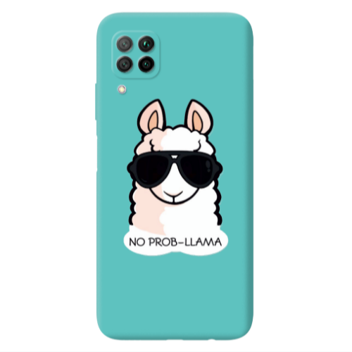 Huawei P40 Lite No prob-lama Turquoise Colored Silicone TPU Θήκη