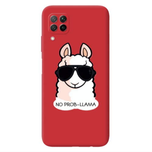 Huawei P40 Lite No prob-lama Red Colored Silicone TPU Θήκη