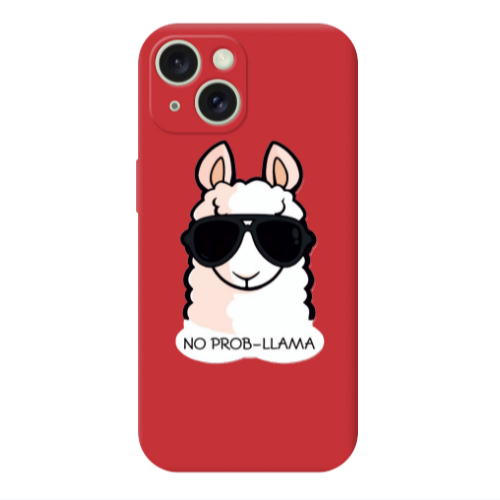 Apple iPhone 15 No prob-lama Red Colored Silicone TPU Θήκη
