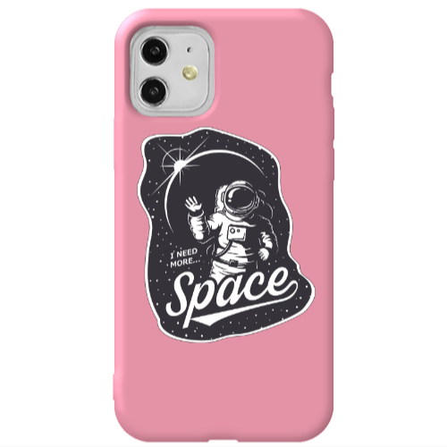 Apple iPhone 11  I need more spacee Pink Colored Silicone TPU Θήκη
