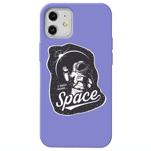 Apple iPhone 12 I need more spacee Purple Colored Silicone TPU Θήκη
