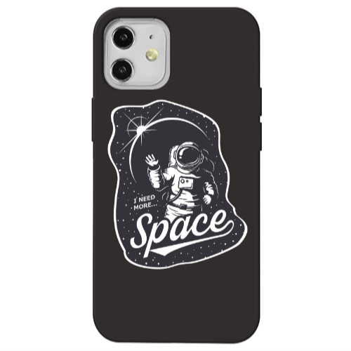 Apple iPhone 12 I need more spacee Black Colored Silicone TPU Θήκη