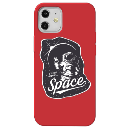 Apple iPhone 12 I need more spacee Red Colored Silicone TPU Θήκη