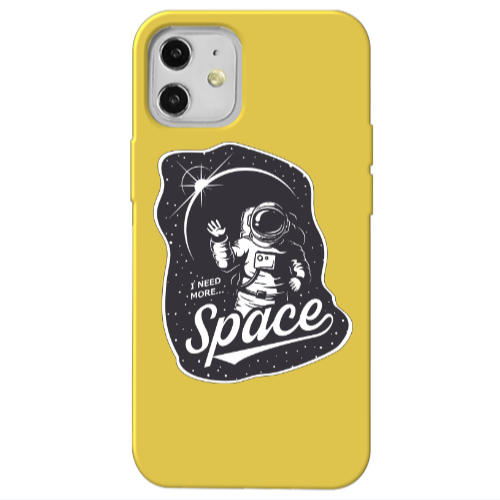 Apple iPhone 12 I need more spacee Yellow Colored Silicone TPU Θήκη