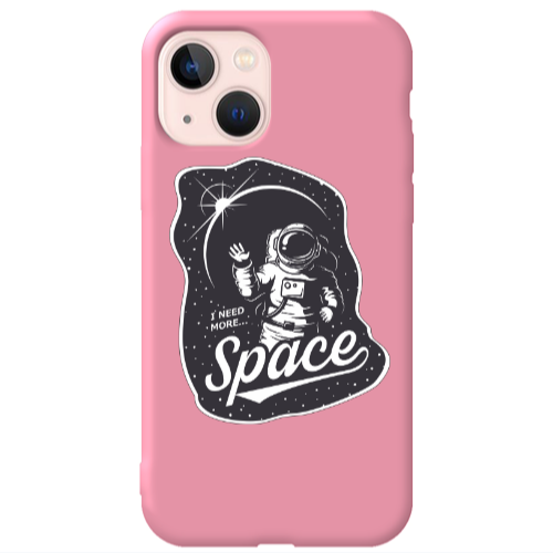 Apple iPhone 13 I need more spacee Pink Colored Silicone TPU Θήκη
