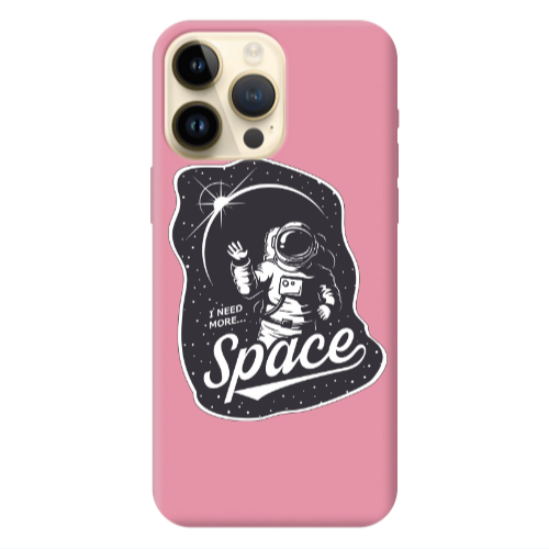 Apple iPhone 13 Pro Max I need more spacee Pink Colored Silicone TPU Θήκη