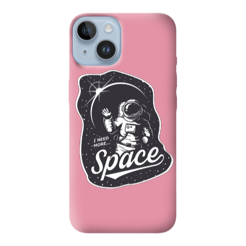 Apple iPhone 14  I need more spacee Pink Colored Silicone TPU Θήκη