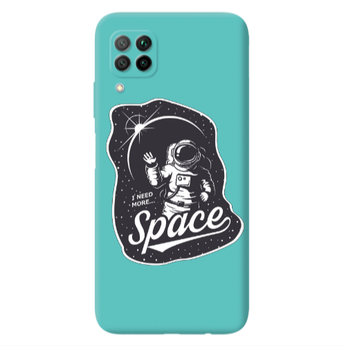 Huawei P40 Lite I need more spacee Turquoise Colored Silicone TPU Θήκη