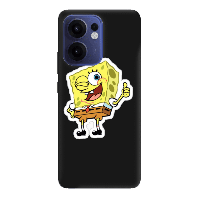 Oppo Reno 13 F spongebob2 Black Colored Silicone TPU Θήκη
