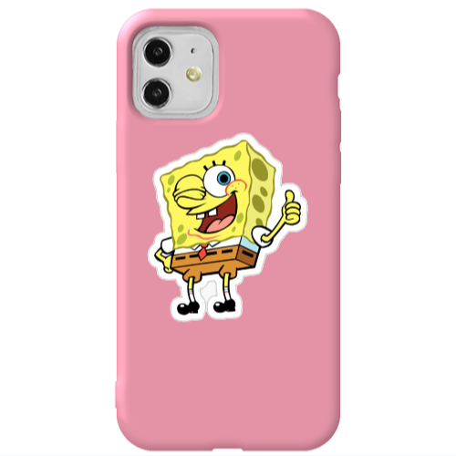 Apple iPhone 11  spongebob2 Pink Colored Silicone TPU Θήκη