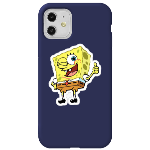 Apple iPhone 11  spongebob2 Dark blue Colored Silicone TPU Θήκη