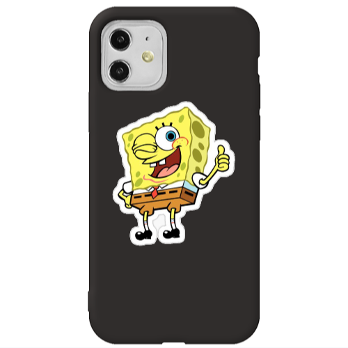 Apple iPhone 11  spongebob2 Black Colored Silicone TPU Θήκη