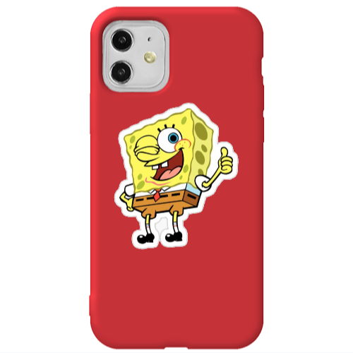 Apple iPhone 11  spongebob2 Red Colored Silicone TPU Θήκη