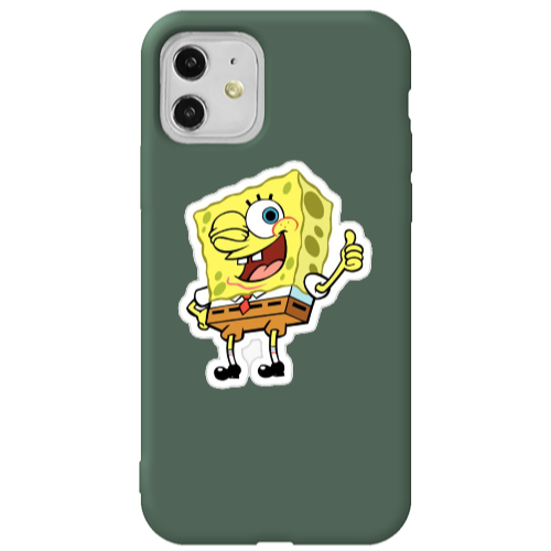 Apple iPhone 11  spongebob2 Dark Green Colored Silicone TPU Θήκη